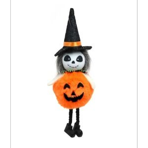 Ornament Halloween Pumpkin Skeleton Girl‎ Hanging Cute NWT